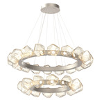 Gem Two Tier Radial Ring Chandelier - Metallic Beige Silver / Amber