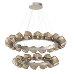 Gem Two Tier Radial Ring Chandelier - Beige Silver / Bronze