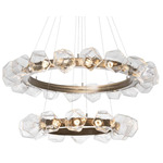 Gem Two Tier Radial Ring Chandelier - Heritage Brass / Clear