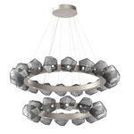 Gem Two Tier Radial Ring Chandelier - Metallic Beige Silver / Smoke