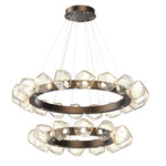 Gem Two Tier Radial Ring Chandelier - Flat Bronze / Amber