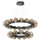 Gem Two Tier Radial Ring Chandelier - Matte Black / Bronze