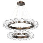 Gem Two Tier Radial Ring Chandelier - Flat Bronze / Clear