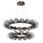 Gem Two Tier Radial Ring Chandelier - Flat Bronze / Smoke