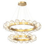 Gem Two Tier Radial Ring Chandelier - Gilded Brass / Amber