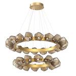 Gem Two Tier Radial Ring Chandelier - Gilded Brass / Bronze