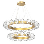 Gem Two Tier Radial Ring Chandelier - Gilded Brass / Clear