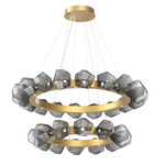 Gem Two Tier Radial Ring Chandelier - Gilded Brass / Smoke