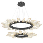 Rock Crystal Two Tier Radial Ring Pendant - Matte Black / Chilled Amber