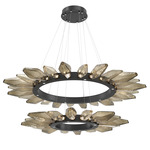 Rock Crystal Two Tier Radial Ring Pendant - Matte Black / Chilled Bronze