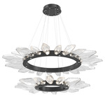 Rock Crystal Two Tier Radial Ring Pendant - Matte Black / Chilled Clear