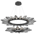 Rock Crystal Two Tier Radial Ring Pendant - Matte Black / Chilled Smoke