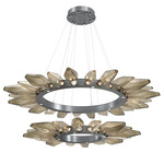 Rock Crystal Two Tier Radial Ring Pendant - Gunmetal / Chilled Bronze