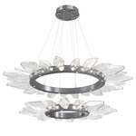 Rock Crystal Two Tier Radial Ring Pendant - Gunmetal / Chilled Clear