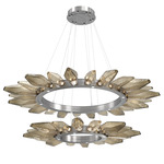 Rock Crystal Two Tier Radial Ring Pendant - Satin Nickel / Chilled Bronze