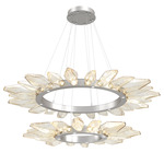 Rock Crystal Two Tier Radial Ring Pendant - Metallic Beige Silver / Chilled Amber