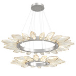 Rock Crystal Two Tier Radial Ring Pendant - Beige Silver / Chilled Amber