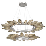 Rock Crystal Two Tier Radial Ring Pendant - Metallic Beige Silver / Chilled Bronze