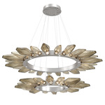 Rock Crystal Two Tier Radial Ring Pendant - Beige Silver / Chilled Bronze