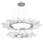 Rock Crystal Two Tier Radial Ring Pendant - Metallic Beige Silver / Chilled Clear