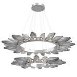 Rock Crystal Two Tier Radial Ring Pendant - Metallic Beige Silver / Chilled Smoke
