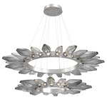 Rock Crystal Two Tier Radial Ring Pendant - Beige Silver / Chilled Smoke