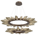 Rock Crystal Two Tier Radial Ring Pendant - Flat Bronze / Chilled Bronze