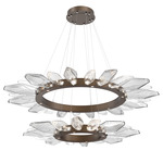 Rock Crystal Two Tier Radial Ring Pendant - Flat Bronze / Chilled Clear