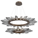 Rock Crystal Two Tier Radial Ring Pendant - Flat Bronze / Chilled Smoke