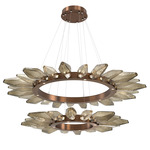Rock Crystal Two Tier Radial Ring Pendant - Oil Rubbed Bronze / Chilled Bronze