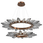 Rock Crystal Two Tier Radial Ring Pendant - Oil Rubbed Bronze / Chilled Smoke