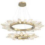 Rock Crystal Two Tier Radial Ring Pendant - Gilded Brass / Chilled Amber