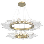 Rock Crystal Two Tier Radial Ring Pendant - Gilded Brass / Chilled Clear