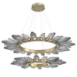 Rock Crystal Two Tier Radial Ring Pendant - Gilded Brass / Chilled Smoke