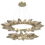 Rock Crystal Two Tier Radial Ring Pendant - Heritage Brass / Chilled Bronze