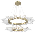 Rock Crystal Two Tier Radial Ring Pendant - Heritage Brass / Chilled Clear