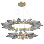 Rock Crystal Two Tier Radial Ring Pendant - Heritage Brass / Chilled Smoke