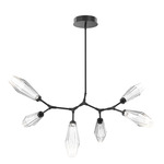 Aalto Linear Modern Branch Chandelier - Matte Black / Optic Ribbed Clear