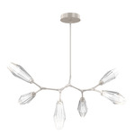 Aalto Linear Modern Branch Chandelier - Metallic Beige Silver / Optic Ribbed Clear