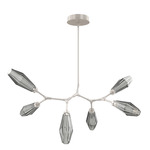 Aalto Linear Modern Branch Chandelier - Metallic Beige Silver / Optic Ribbed Smoke