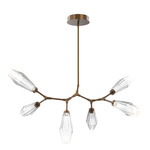 Aalto Linear Modern Branch Chandelier - Flat Bronze / Optic Ribbed Clear