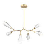 Aalto Linear Modern Branch Chandelier - Gilded Brass / Optic Ribbed Clear