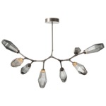 Aalto Linear Modern Branch Chandelier - Beige Silver / Optic Ribbed Smoke