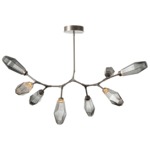 Aalto Linear Modern Branch Chandelier - Metallic Beige Silver / Optic Ribbed Smoke