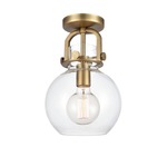 Newton Sphere Ceiling Light Fixture - Brushed Brass / Clear