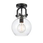 Newton Sphere Ceiling Light Fixture - Matte Black / Clear