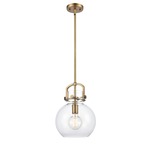 Newton Sphere Pendant - Brushed Brass / Clear