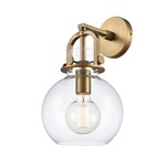 Newton Sphere Wall Sconce - Brushed Brass / Clear