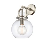 Newton Sphere Wall Sconce - Brushed Satin Nickel / Clear
