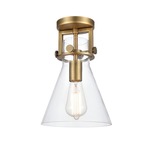 Newton Cone Ceiling Light Fixture - Brushed Brass / Clear